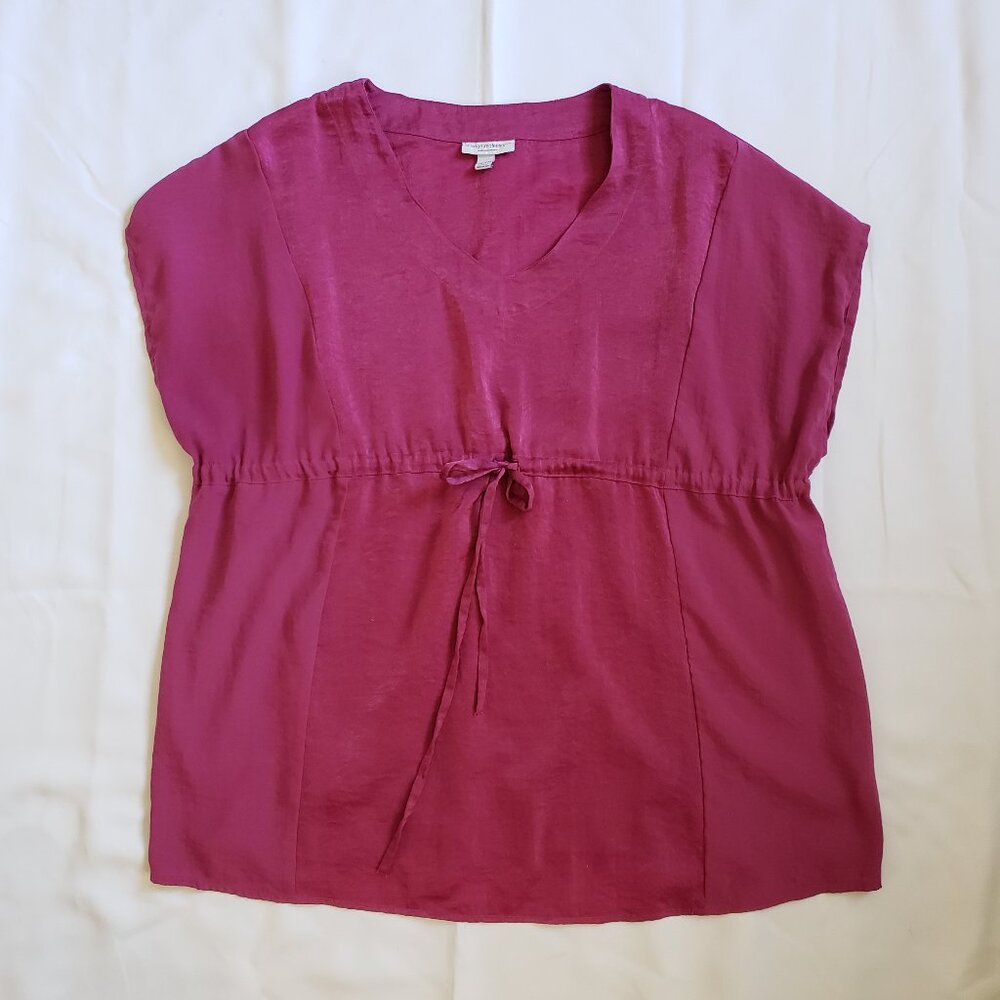 Liz Lange Maternity XXL pink empire waist cinch blouse spring summer